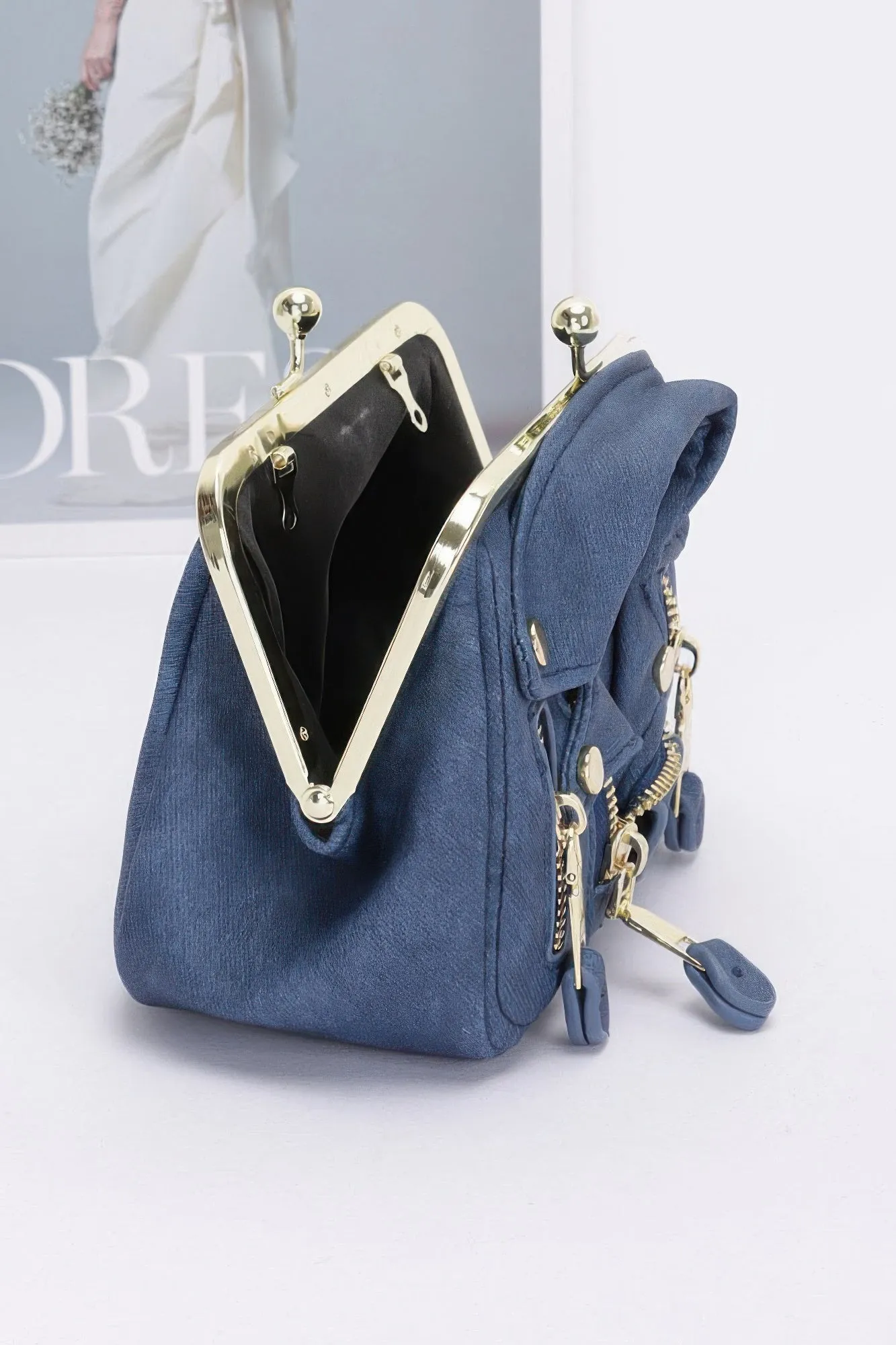 Faux Denim Leather Jacket Style Crossbody Bag sold by Unique Kulture product image thumbnail 4
