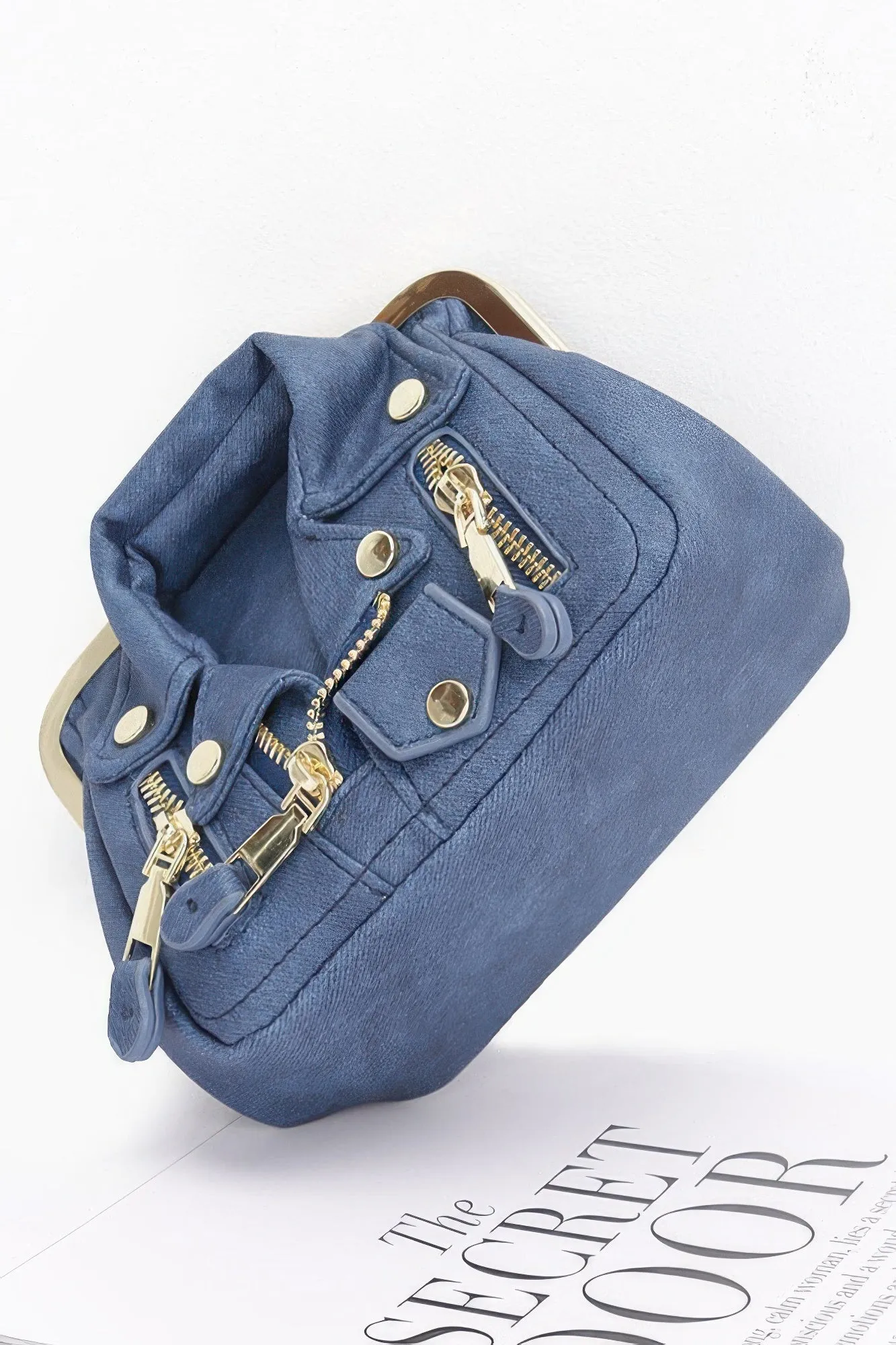 Faux Denim Leather Jacket Style Crossbody Bag sold by Unique Kulture product image thumbnail 3