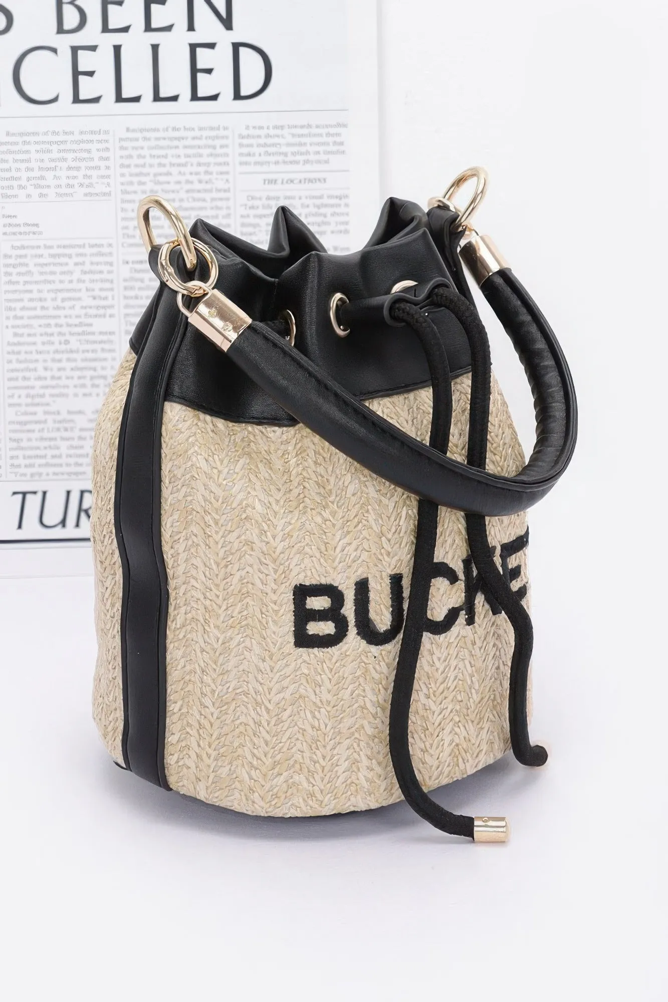 Faux Straw Bucket Bag sold by Unique Kulture product image thumbnail 2