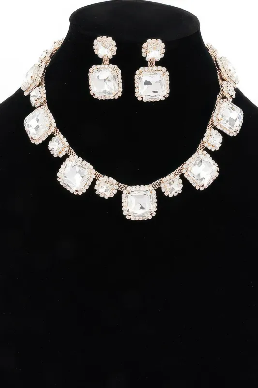 Rhinestone Party Necklace Set made by C.C