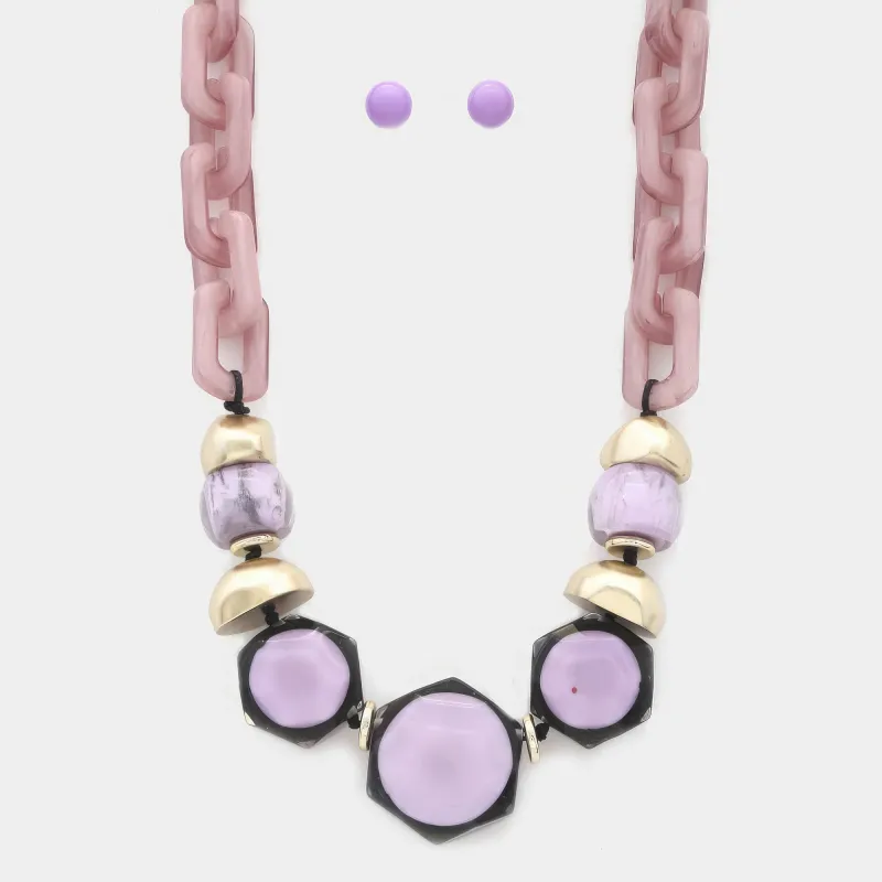 Hexagon Shape Link Oval Link Necklace made by C.C