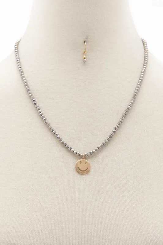 Happy Face Charm Beaded Necklace sold by Unique Kulture