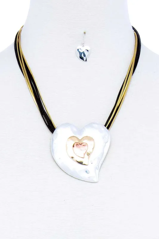 Fashion Triple Heart Pendant Necklace And Earring Set sold by Unique Kulture