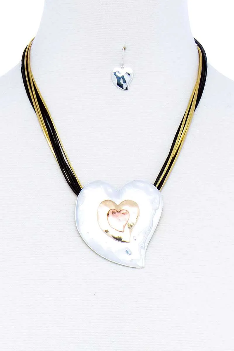 Fashion Triple Heart Pendant Necklace And Earring Set sold by Unique Kulture