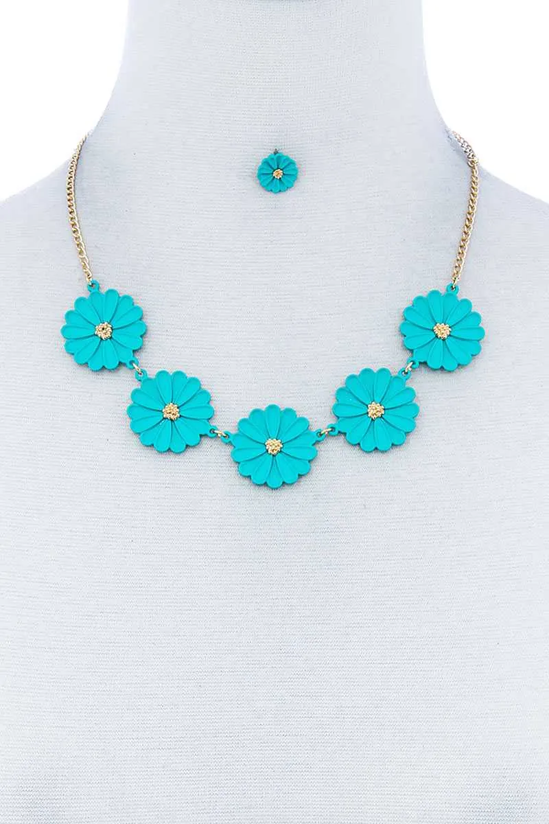 Fashion Cute Multi Tender Flower Necklace And Earring Set sold by Unique Kulture product image thumbnail 3