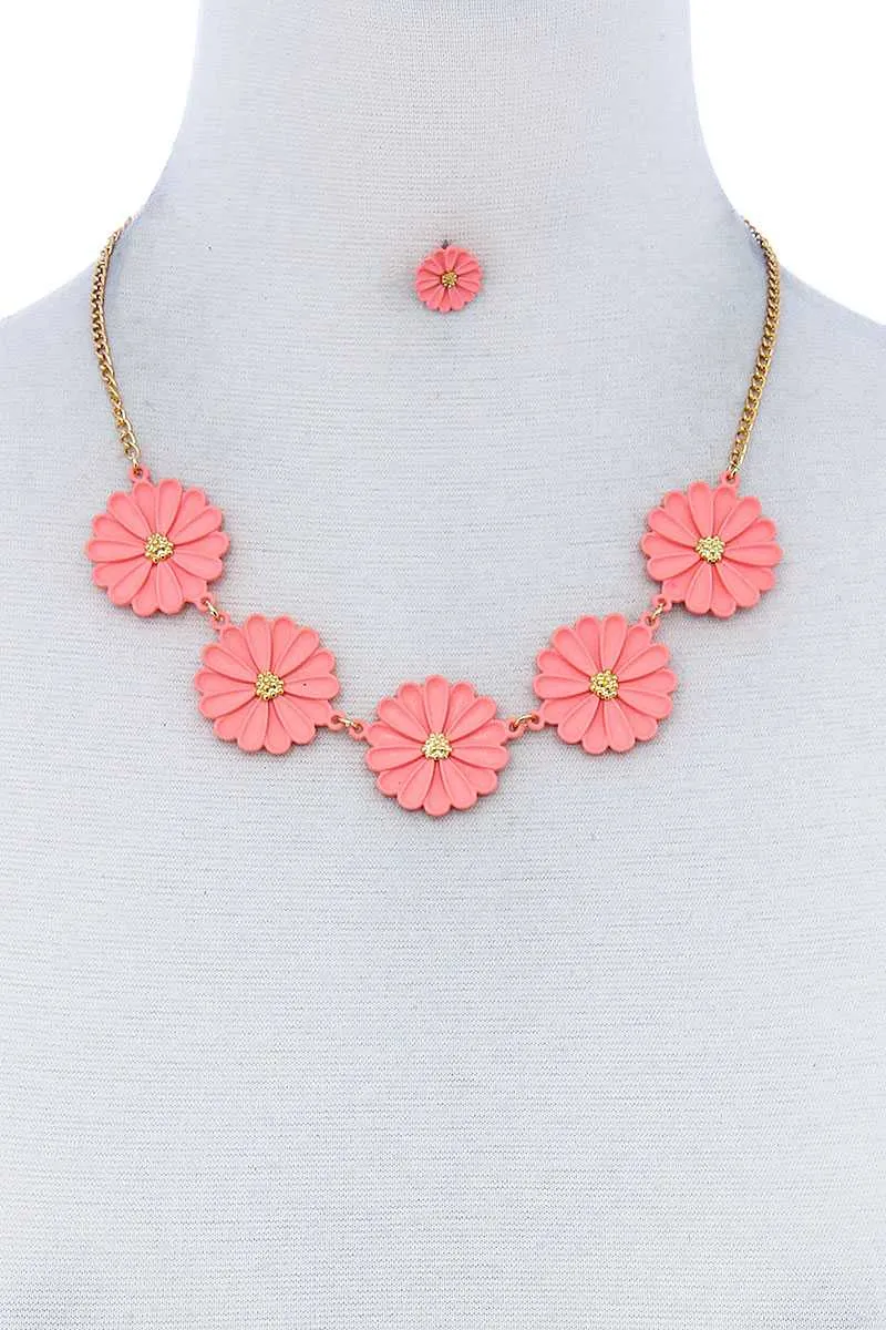 Fashion Cute Multi Tender Flower Necklace And Earring Set sold by Unique Kulture product image thumbnail 2