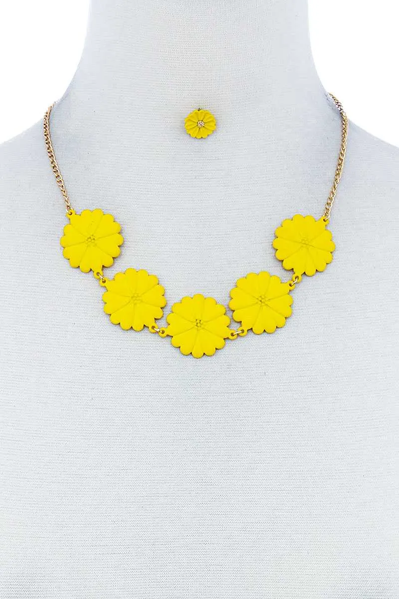 Fashion Cute Multi Tender Flower Necklace And Earring Set sold by Unique Kulture product image thumbnail 5