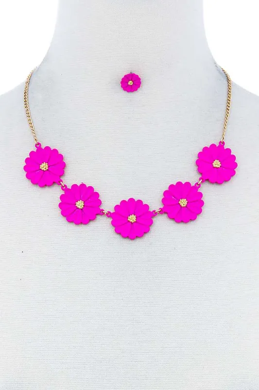 Fashion Cute Multi Tender Flower Necklace And Earring Set made by C.C