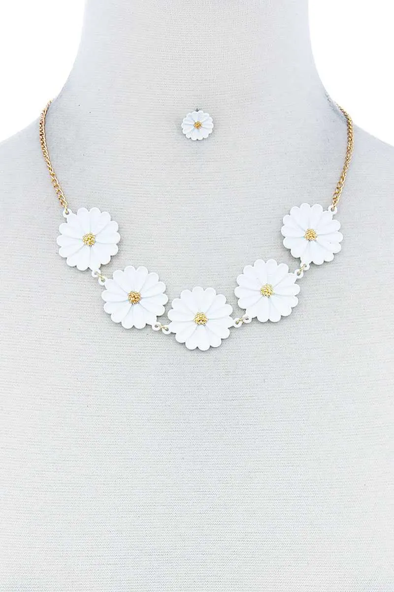 Fashion Cute Multi Tender Flower Necklace And Earring Set sold by Unique Kulture product image thumbnail 4