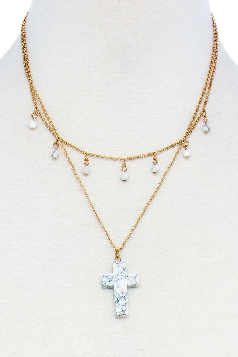 Double Layered Cross Pendant Chain Necklace sold by Unique Kulture product image thumbnail 3