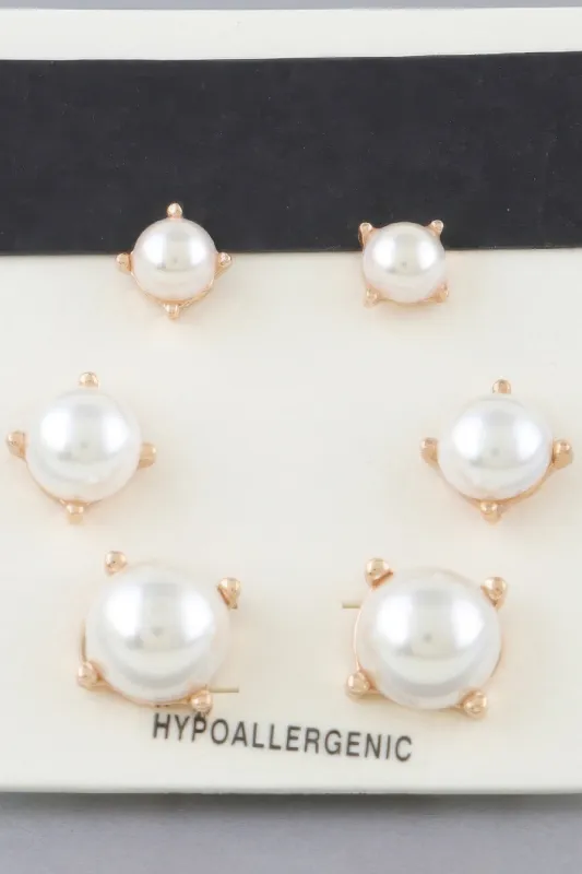 Multi Pearl Stud Earrings Set sold by Unique Kulture