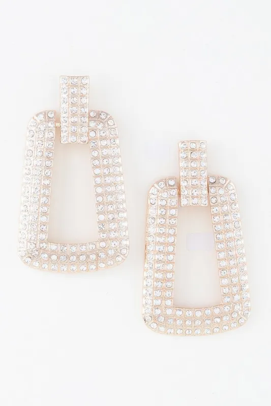 Triple Rhinestone Frame Earrings sold by Unique Kulture