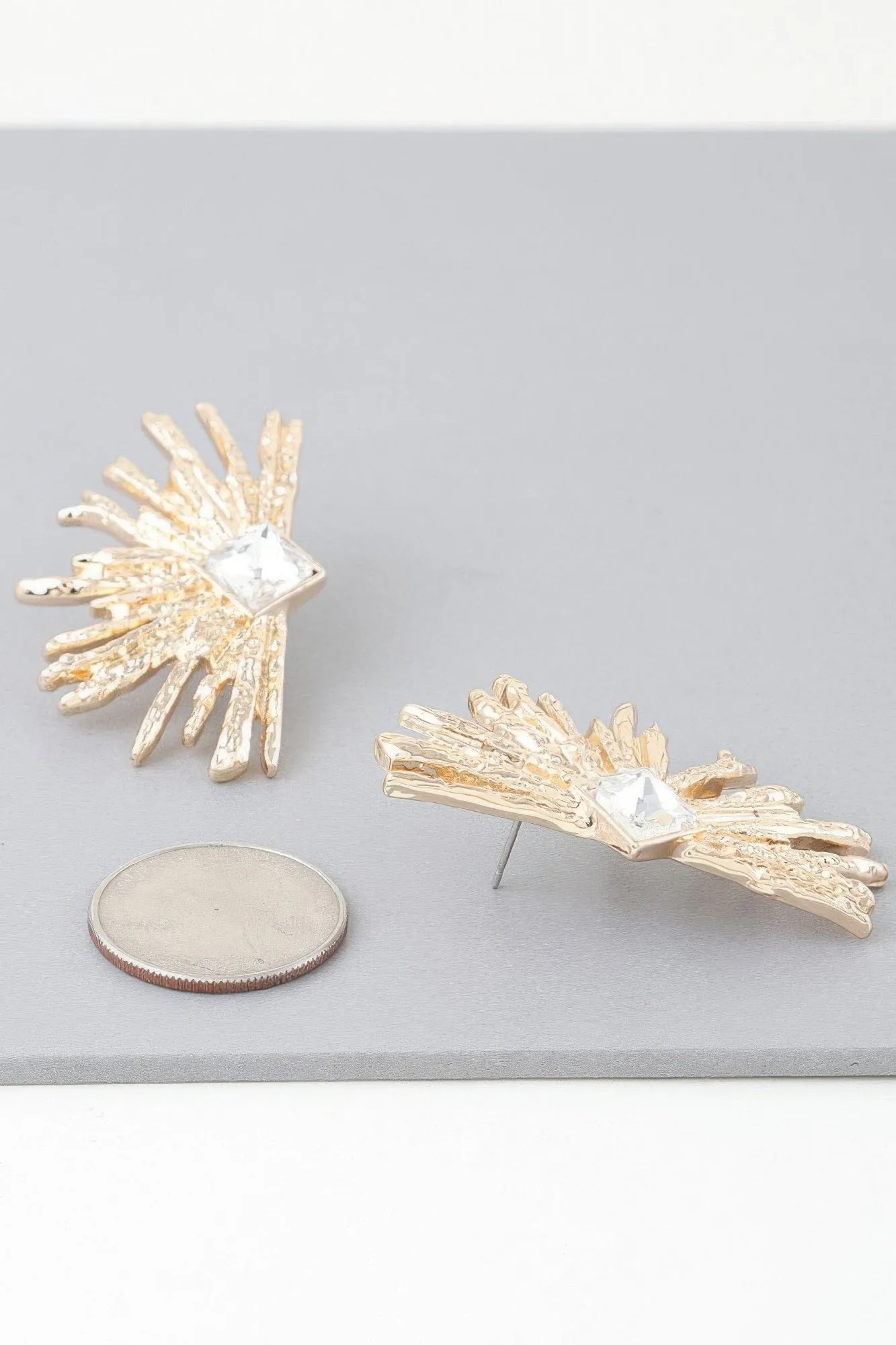 Diamond Rhinestone Flare Earrings sold by Unique Kulture product image thumbnail 3