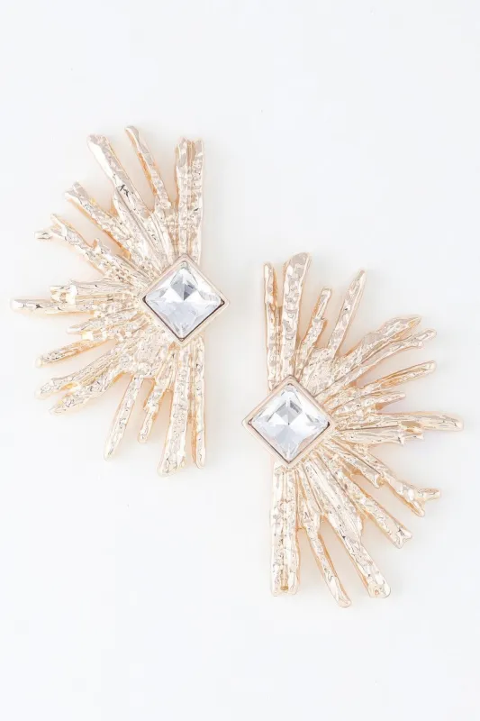 Diamond Rhinestone Flare Earrings sold by Unique Kulture