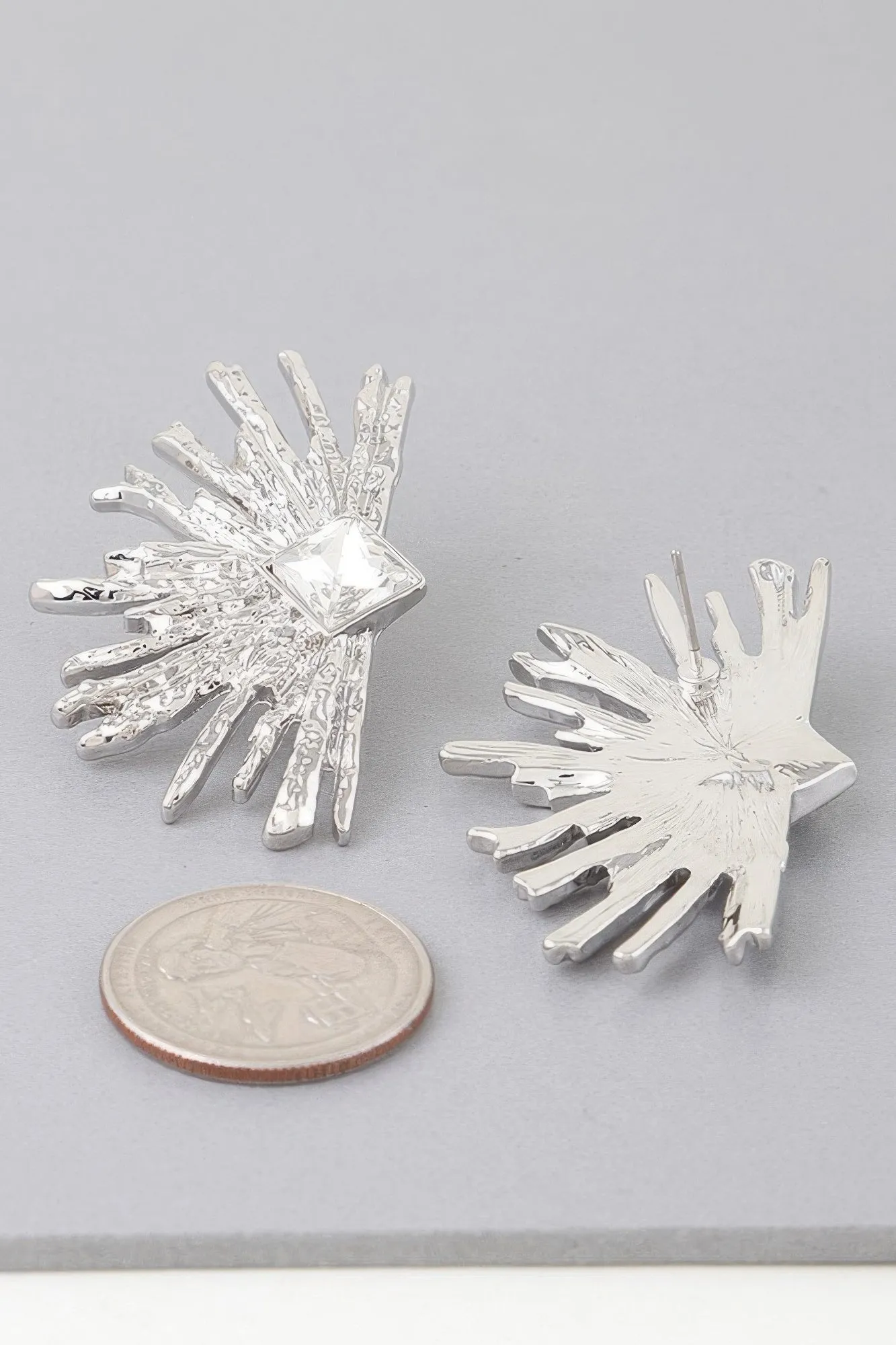 Diamond Rhinestone Flare Earrings sold by Unique Kulture product image thumbnail 4