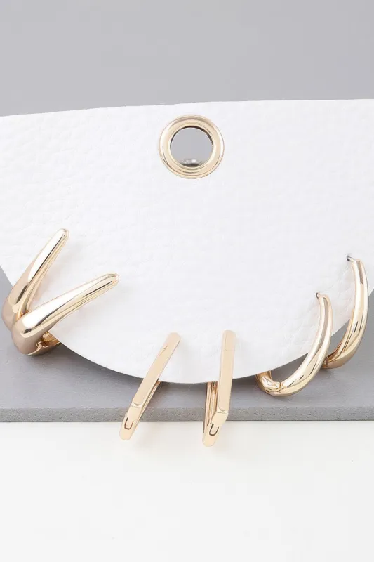 Multi Shiny Modern Hoop Earrings Set sold by Unique Kulture