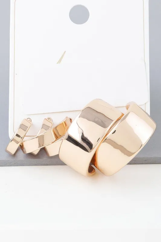 Multi Shiny Modern Hoop Earrings Set sold by Unique Kulture