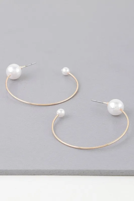 Shiny Delicate Pearl Hoop Earrings made by C.C