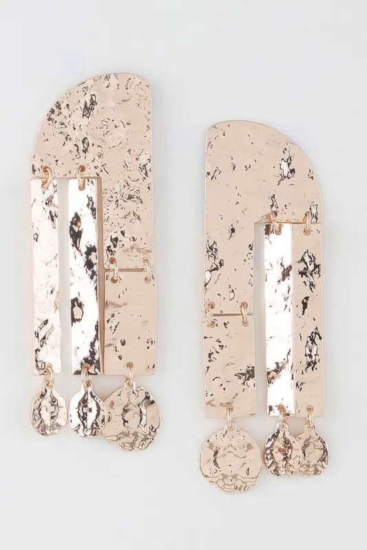 Shiny Hammered Drop Earrings sold by Unique Kulture