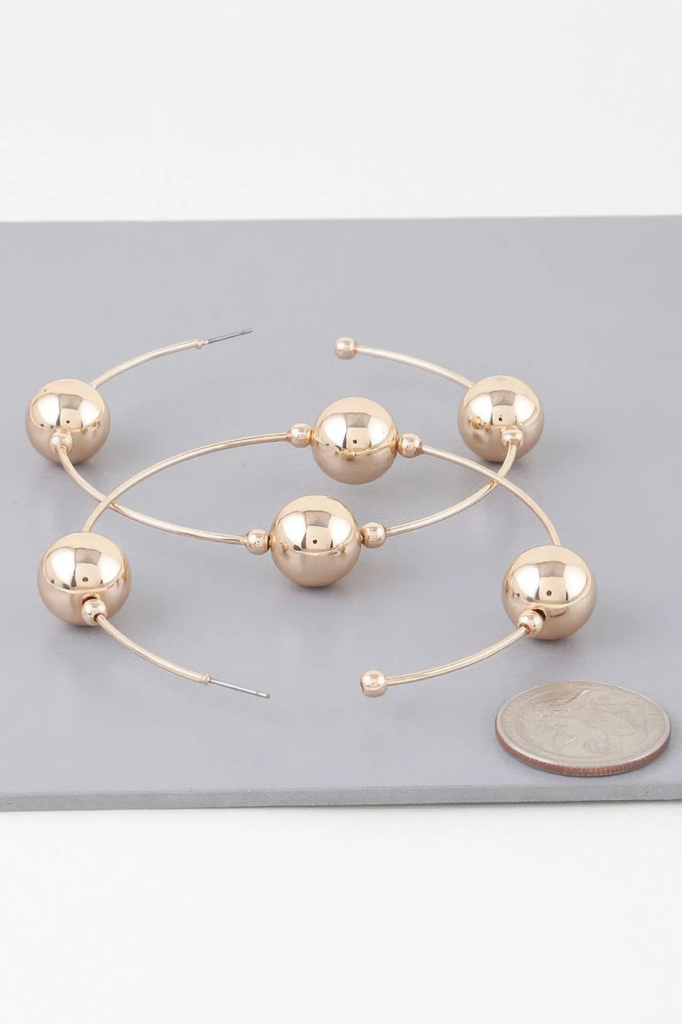 Triple Shiny Bead Hoop Earrings sold by Unique Kulture product image thumbnail 2