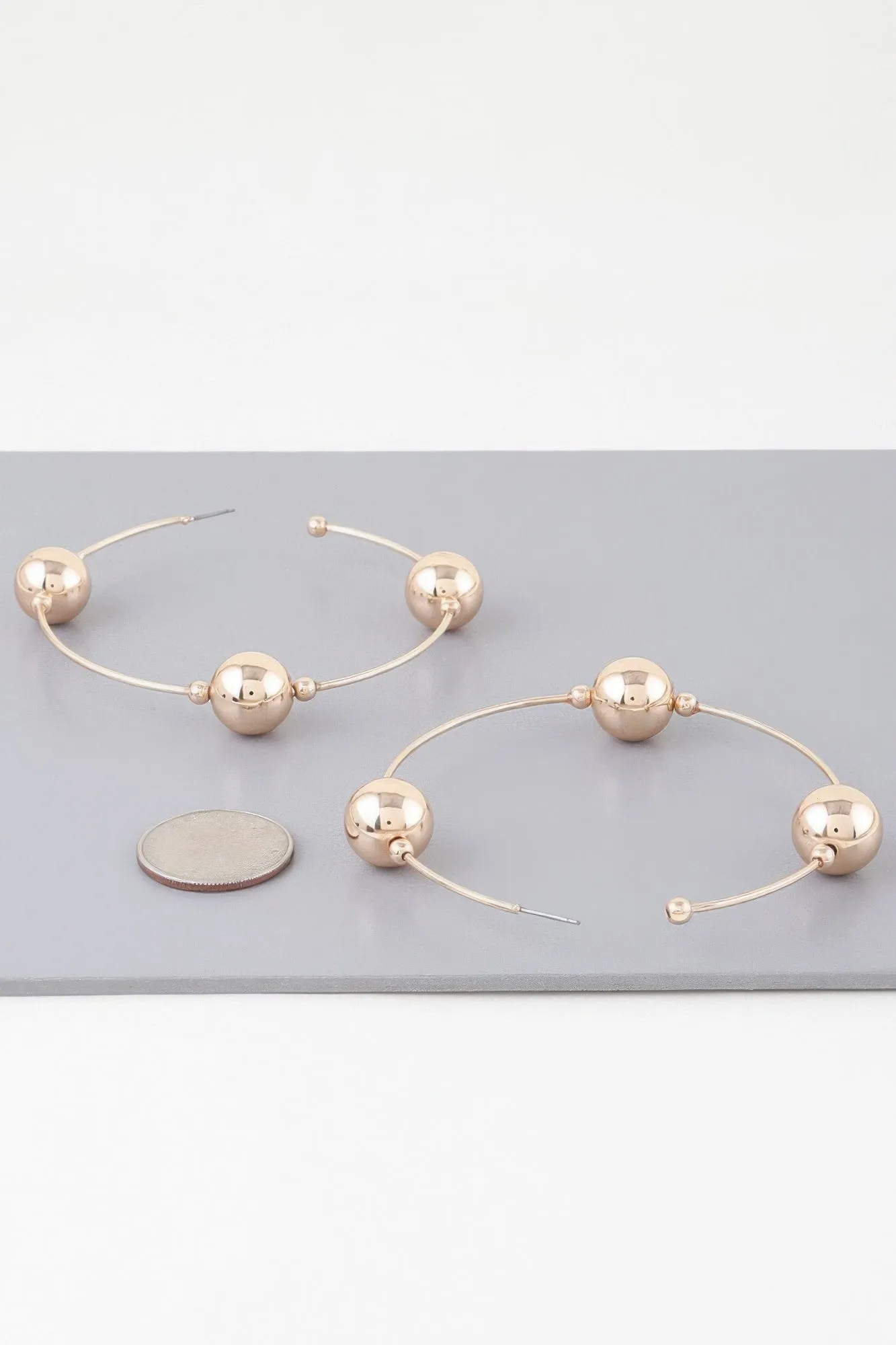 Triple Shiny Bead Hoop Earrings sold by Unique Kulture product image thumbnail 3