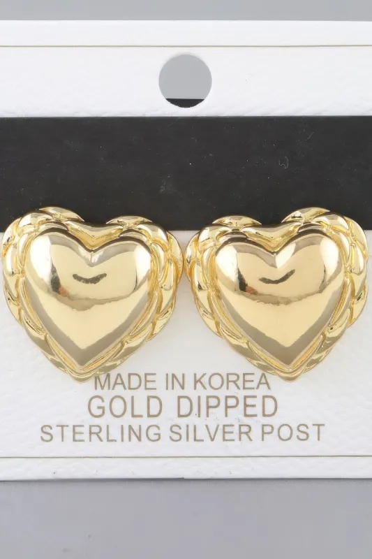Shiny Braided Heart Stud Earrings sold by Unique Kulture
