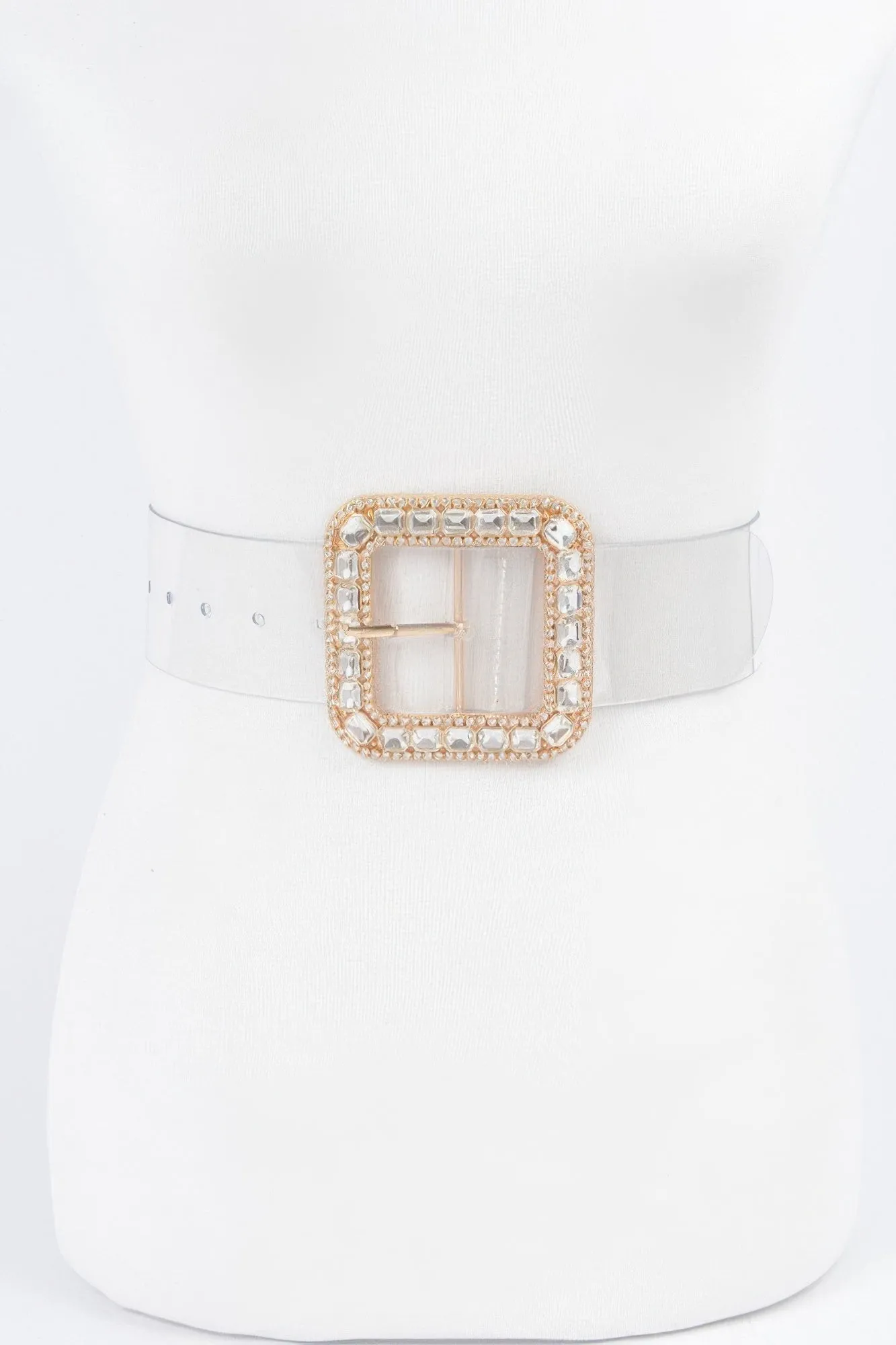 Stone Metal Buckle Clear Belt sold by Unique Kulture
