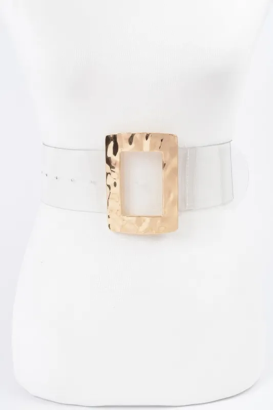 Rectangle Metal Buckle Clear Belt sold by Unique Kulture
