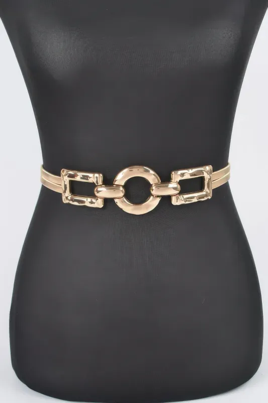 Hammered Metal Buckle Stretch Belt made by Unique Kulture