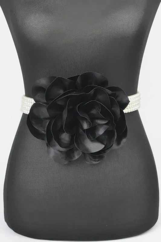 Oversized Flower Pearl Elastic Belt sold by Unique Kulture
