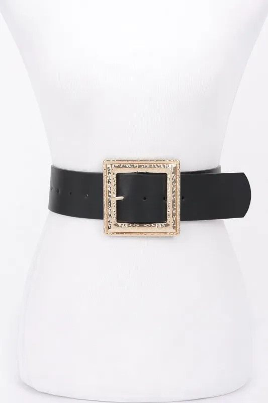 Hammered Metal Buckle Stretch Belt made by Unique Kulture