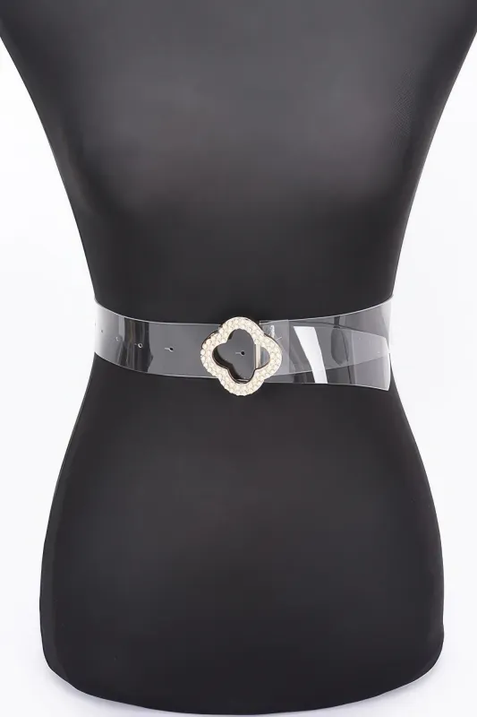 Pearl Metal Buckle Clear Belt sold by Unique Kulture