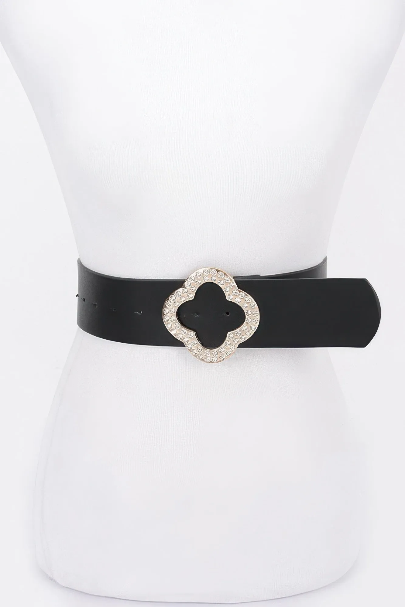 Rhinestone Metal Buckle Metallic Stretch Belt sold by Unique Kulture