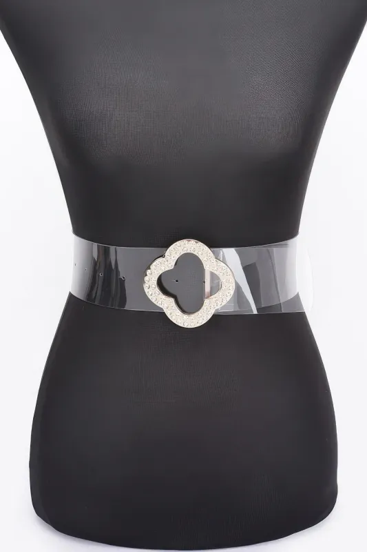 Rhinestone Metal Buckle Clear Belt sold by Unique Kulture
