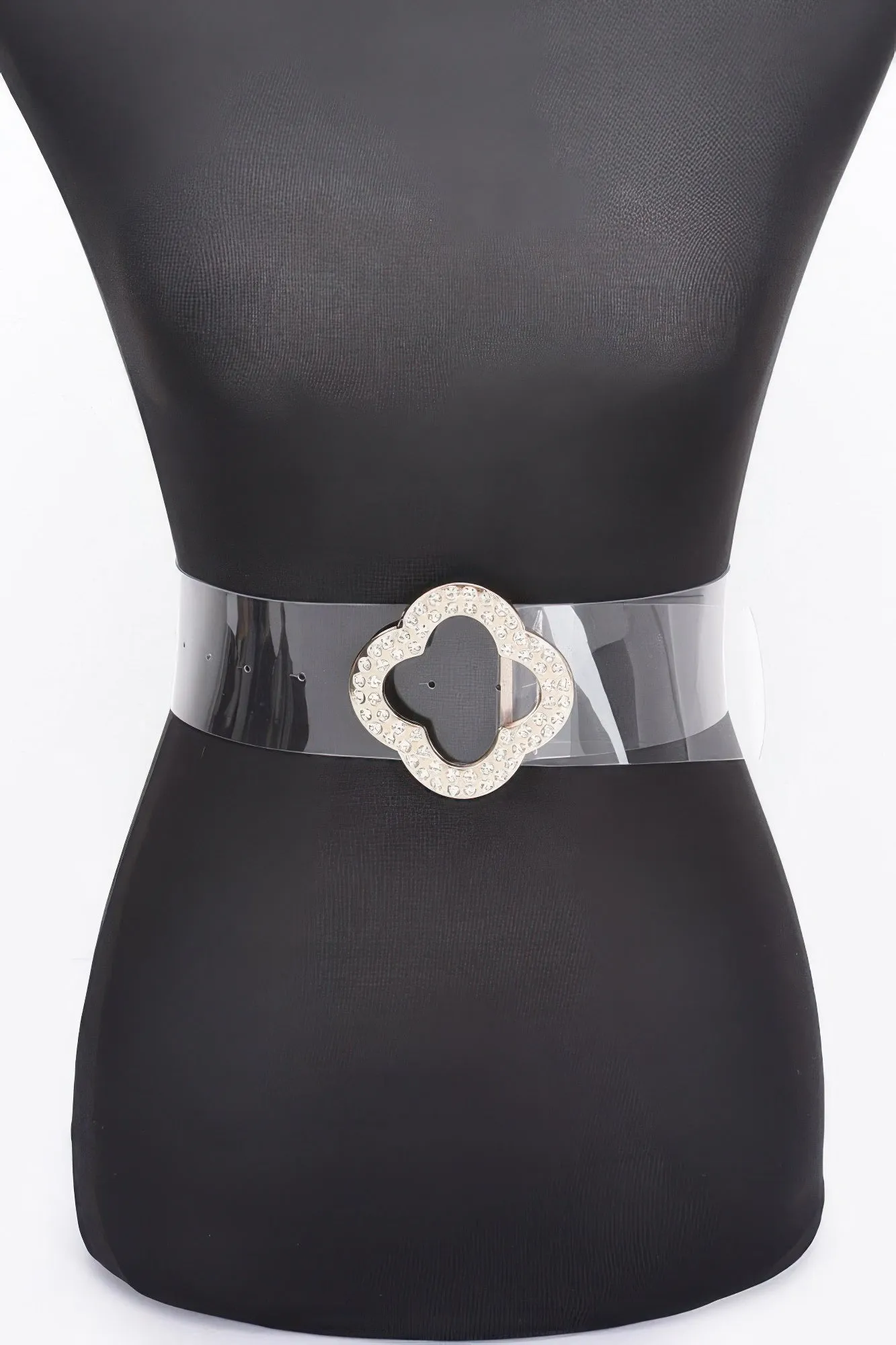 Rhinestone Metal Buckle Clear Belt sold by Unique Kulture