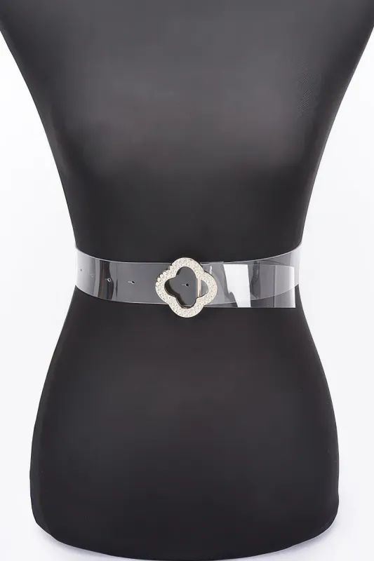 Rhinestone Metal Buckle Clear Belt sold by Unique Kulture