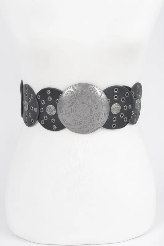 Faux Leather Multi Eyelet Round Western Belt made by Unique Kulture