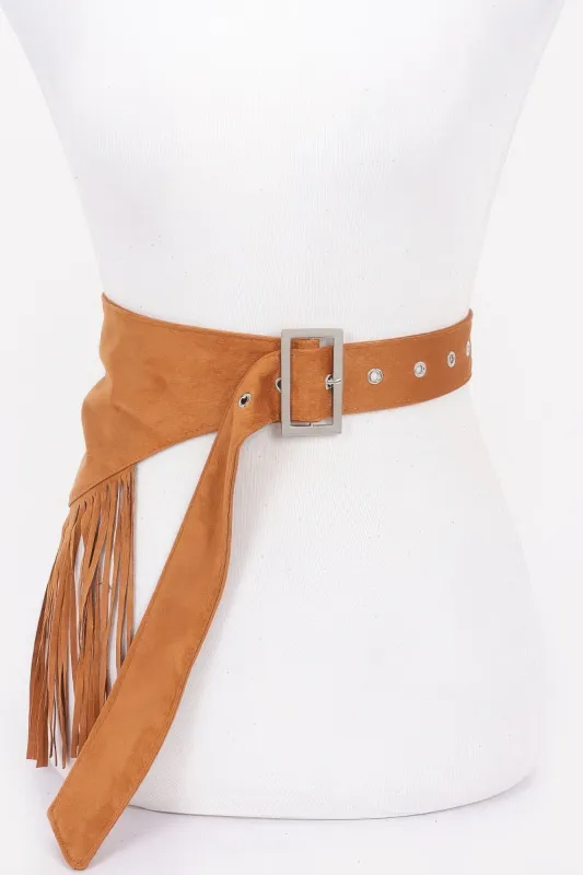 Faux Suede Fringe Belt sold by Unique Kulture