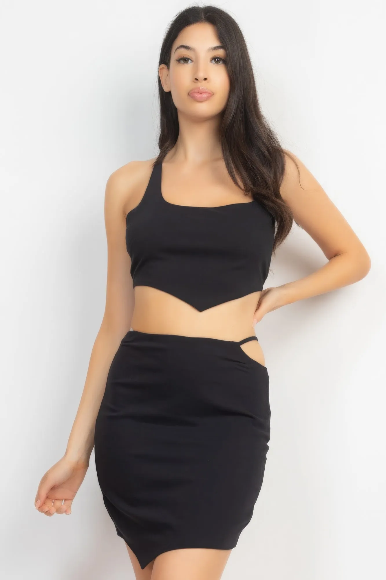 Asymmetrical Cross Back Top & Skirts Set sold by Unique Kulture