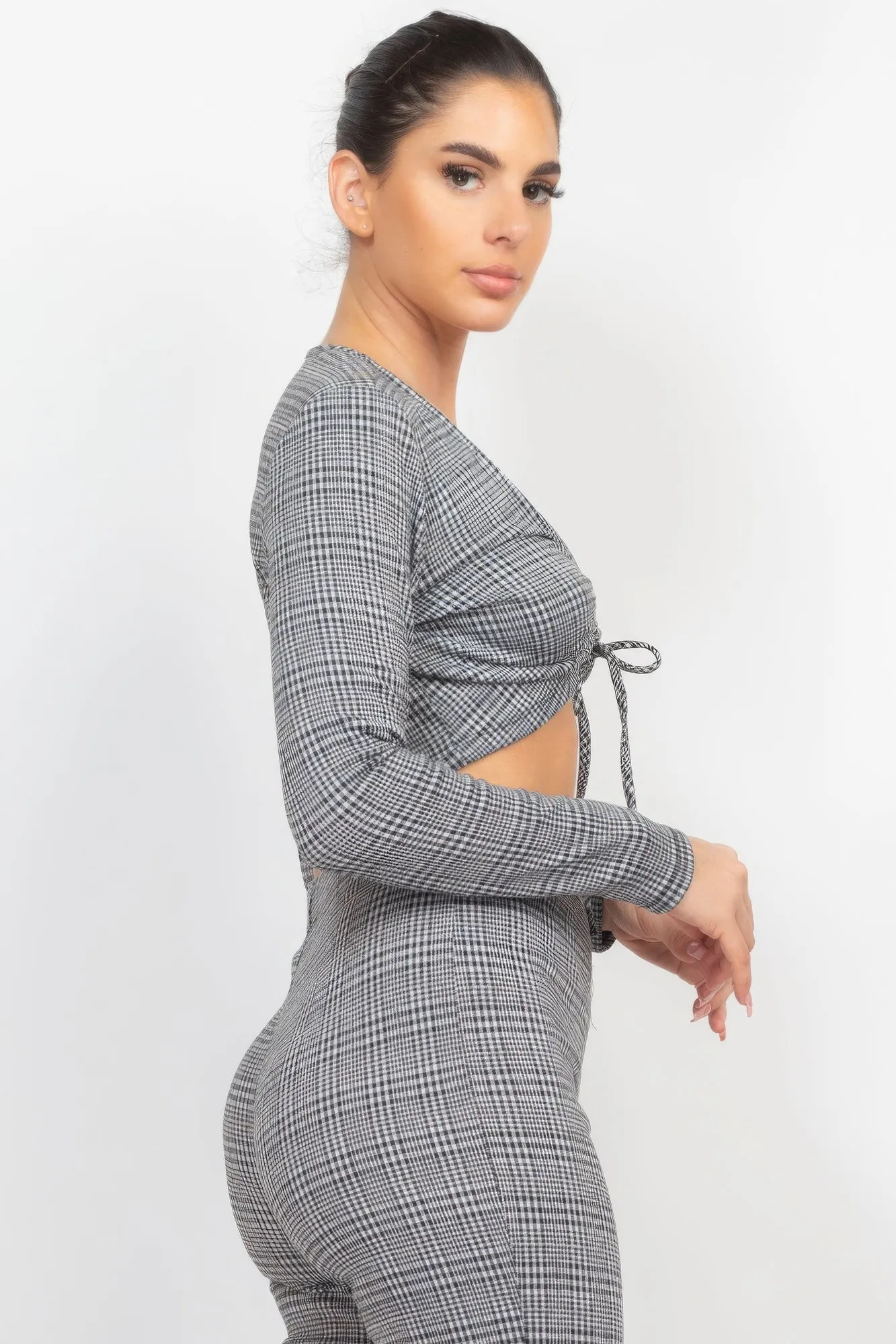 Plaid Cut-out Long Sleeve Top & Pants Set sold by Unique Kulture product image thumbnail 3
