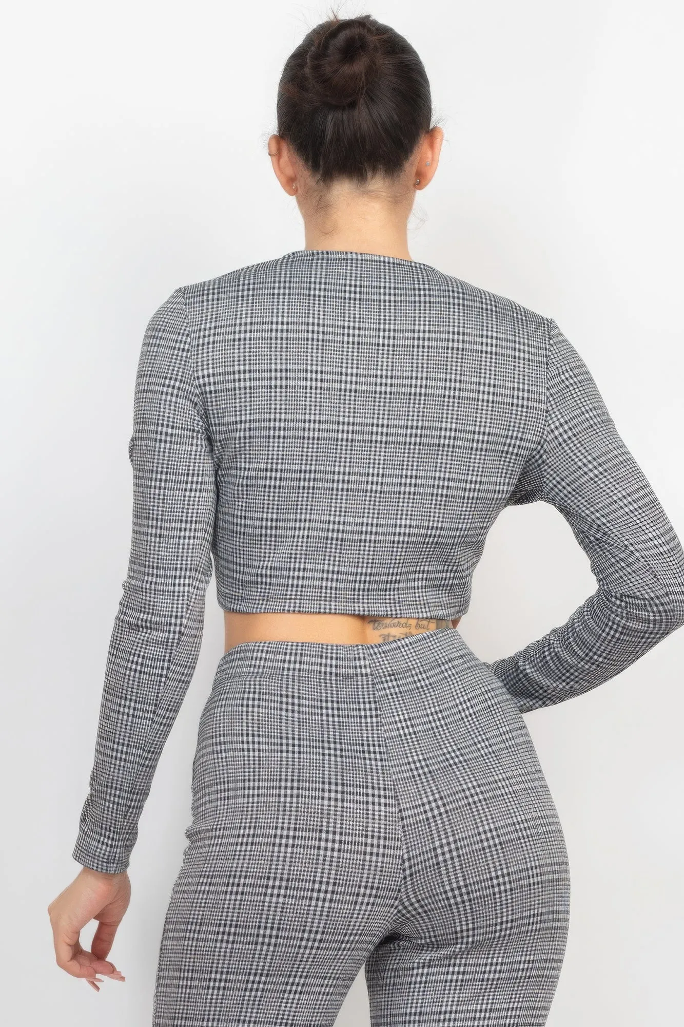 Plaid Cut-out Long Sleeve Top & Pants Set sold by Unique Kulture product image thumbnail 5
