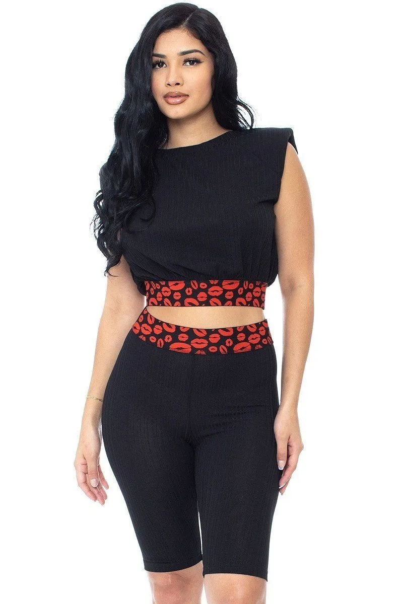 Shoulder Pad And Leopard Detailed Biker Shorts sold by Unique Kulture