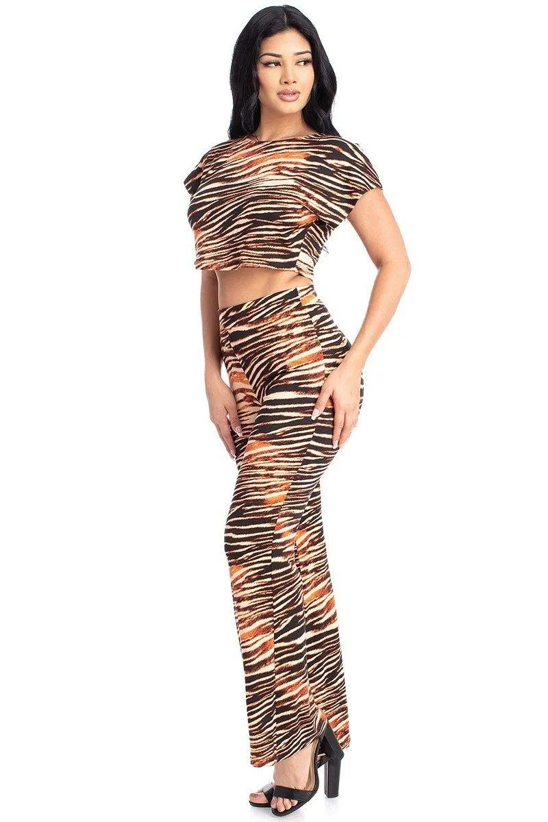 Zebra Print Crop Top And Palazzo Pants Set sold by Unique Kulture product image thumbnail 4