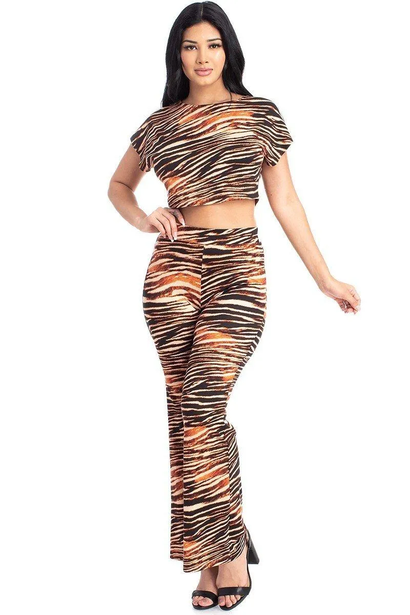 Zebra Print Crop Top And Palazzo Pants Set sold by Unique Kulture product image thumbnail 2