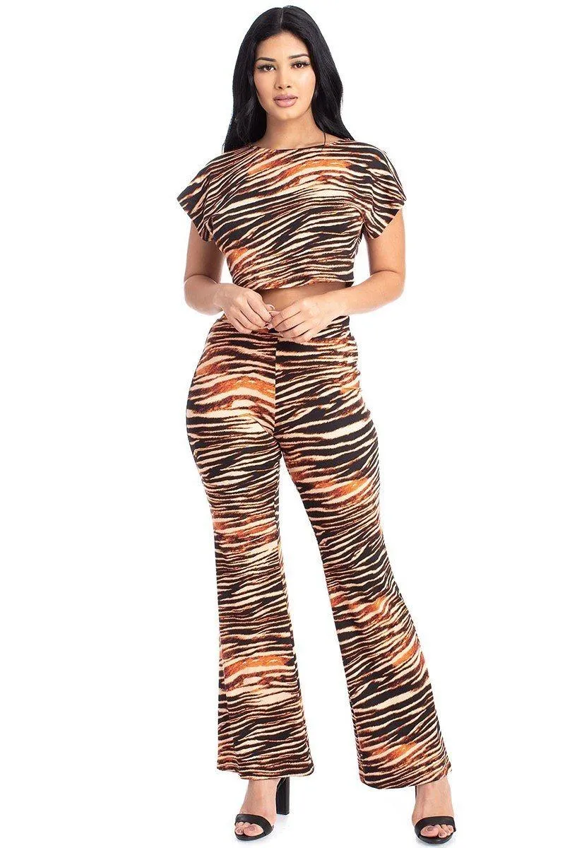 Zebra Print Crop Top And Palazzo Pants Set sold by Unique Kulture product image thumbnail 3