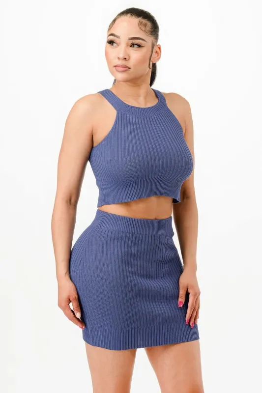 Halter Neck Tank Top And Bodycon Mini Skirt Set sold by Unique Kulture