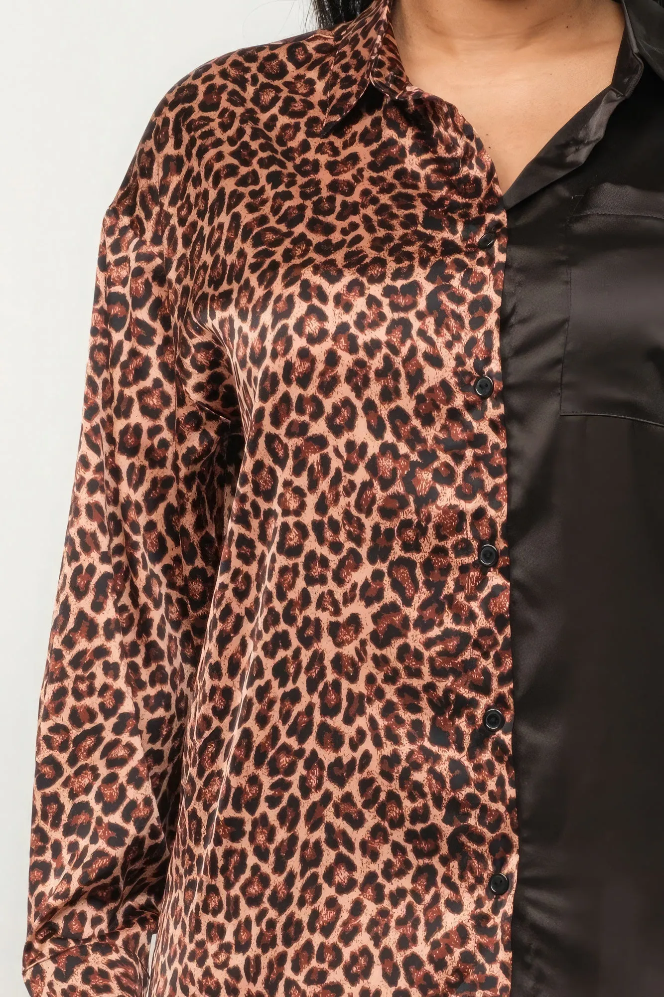 Half Animal Print And Half Solid Top And Pants Set sold by Unique Kulture product image thumbnail 5