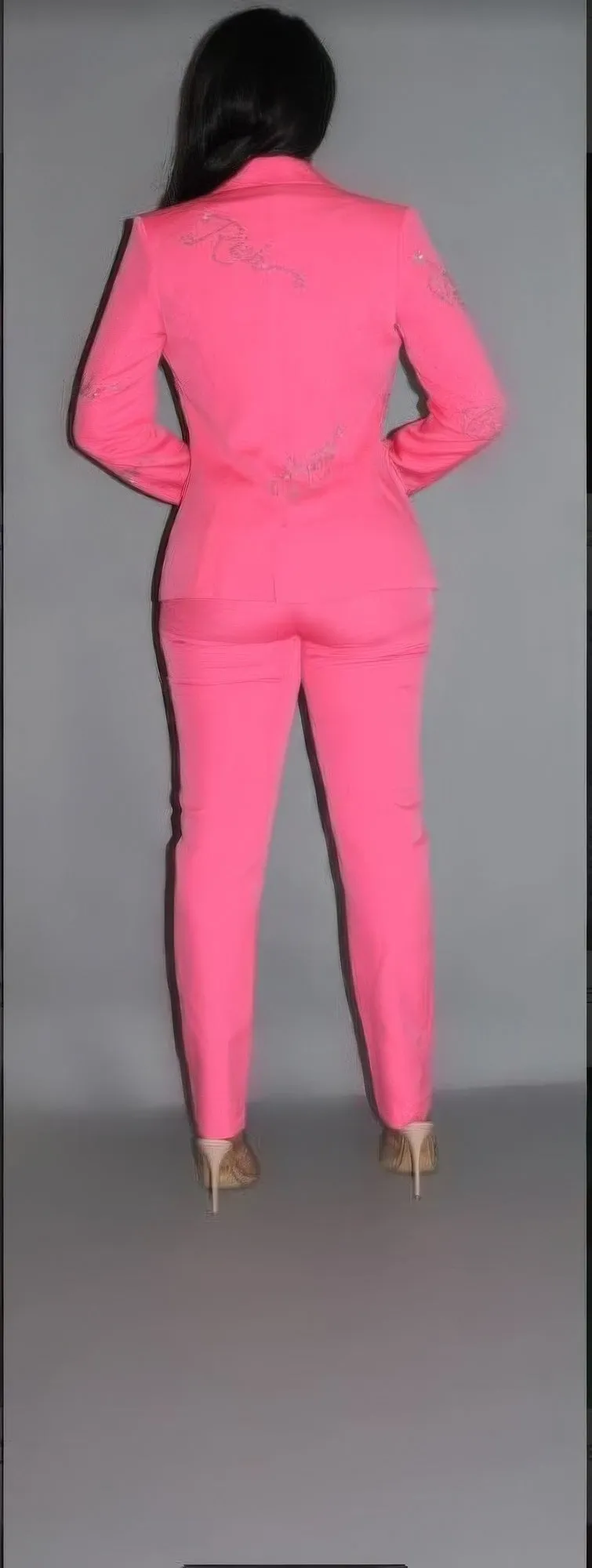 2 Piece Powersuit Blazer & Pants Set With Rhinestone Letterings On Blazer sold by Unique Kulture product image thumbnail 3