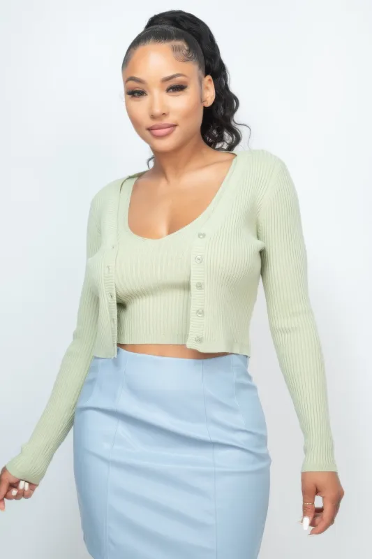 Crop Tank Top & Cardigan Sweater Set sold by Unique Kulture