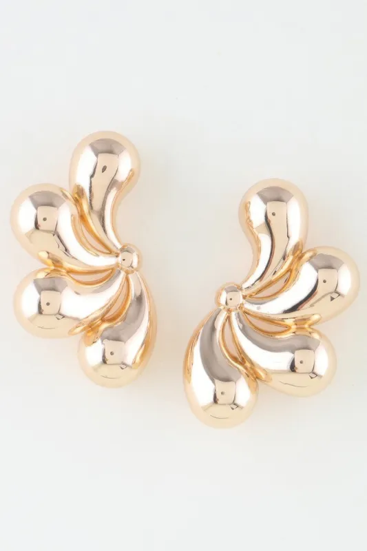 Shiny Flower Halves Earrings made by Unique Kulture